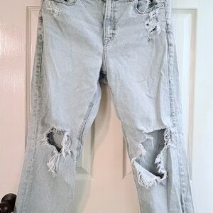 American Eagle Outfitters Light Gray Distressed Women's Jeans